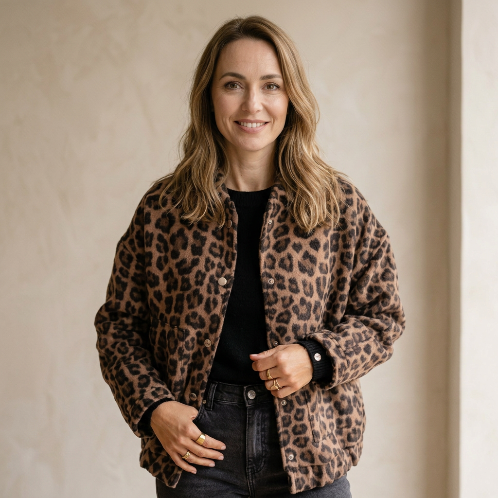 OLIVIE | Bunda s leopardím vzorem 1