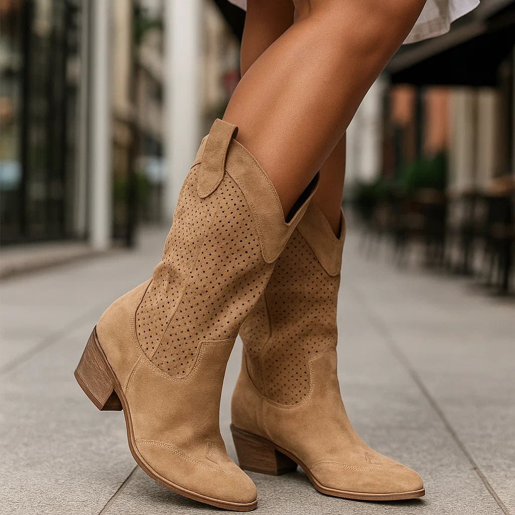TEREZA | Kožené boty s širokým podpatkem 2